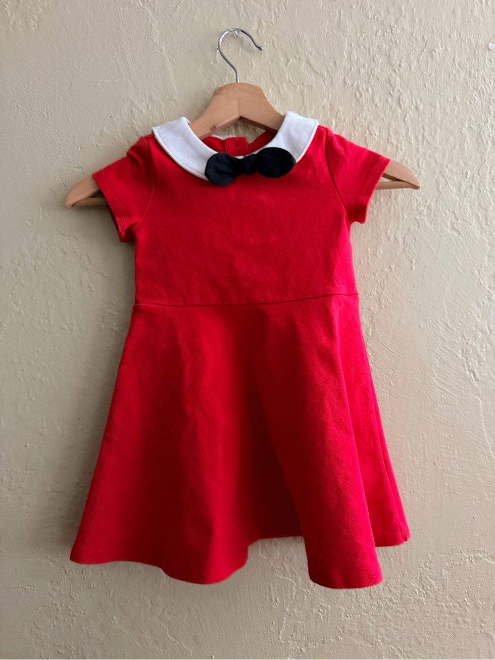 Classic Olivia Red Dress with White Peter Pan Collar and Black Bow
